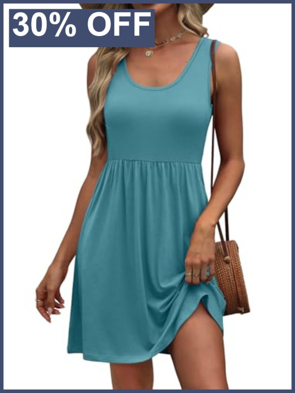 Sleeveless A-Line Casual Sundress with Pockets